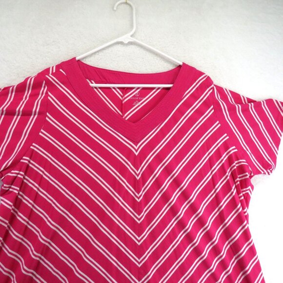 Lands End Shirt Womens Size 3X Pink White Striped V Neck Short Sleeve Tee - Picture 2 of 8